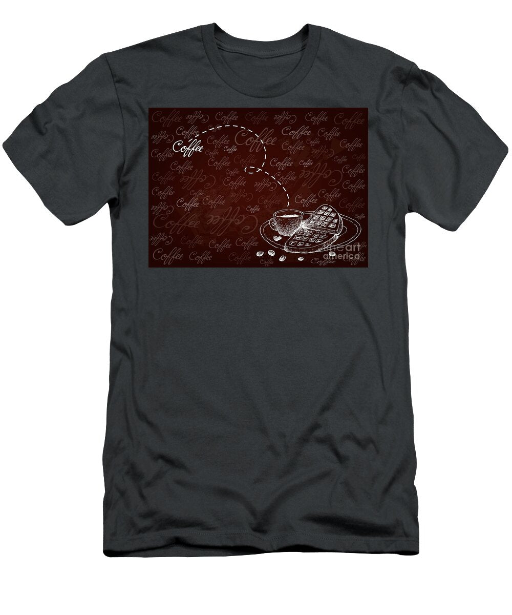 Hand Drawn Background of Hot Coffee with Waffles Iam Nee T-Shirt