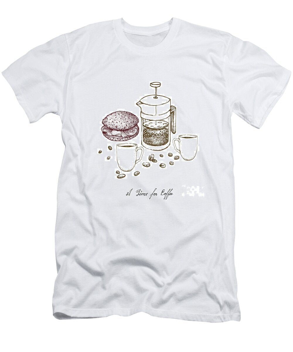 Hand Drawn of French Press with Sandwich Iam Nee T-Shirt