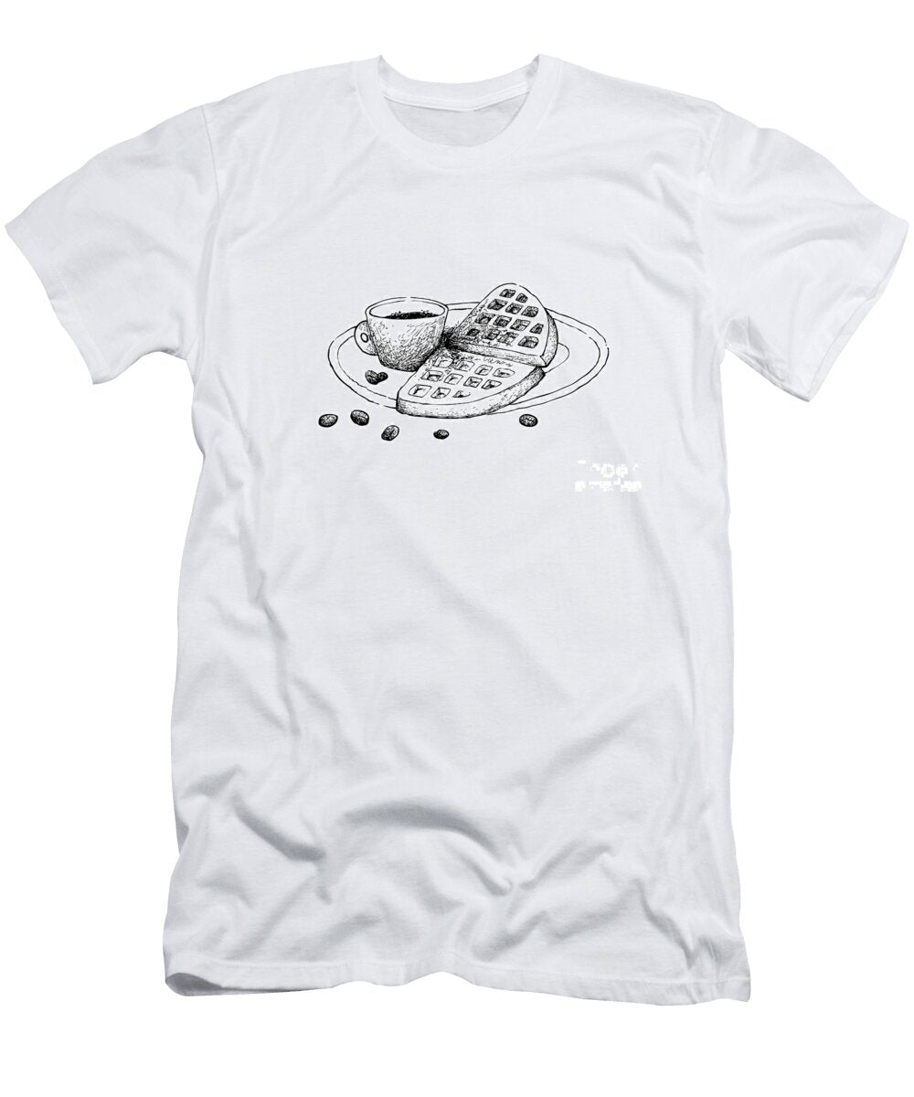 Hand Drawn of Hot Coffee with Waffles Iam Nee T-Shirt
