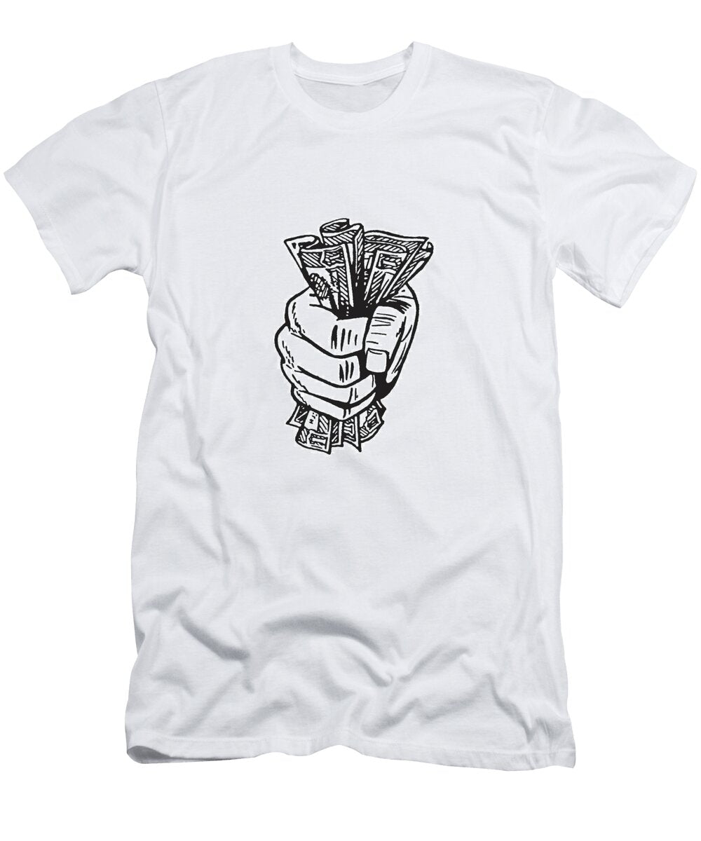 Hand Grasping Many Bills Csa Images T-Shirt