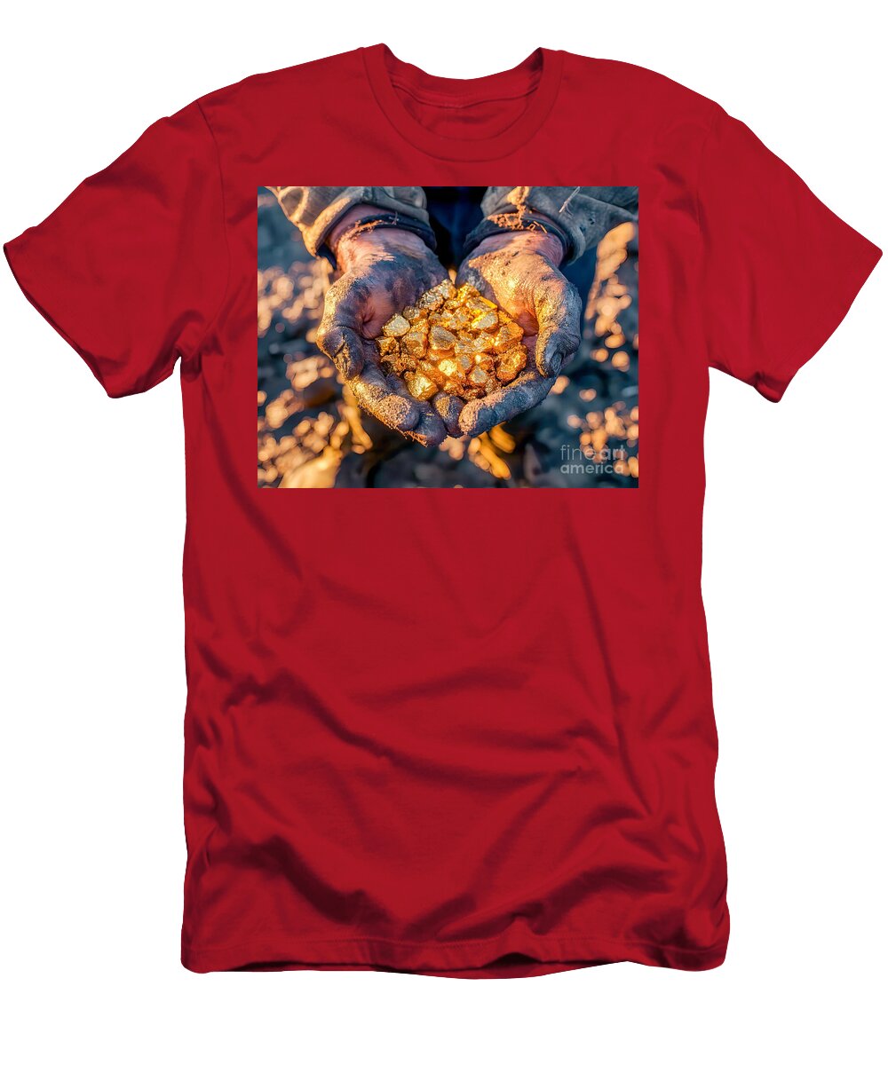 Hands Holding Gold Nuggets Art Momente T-Shirt