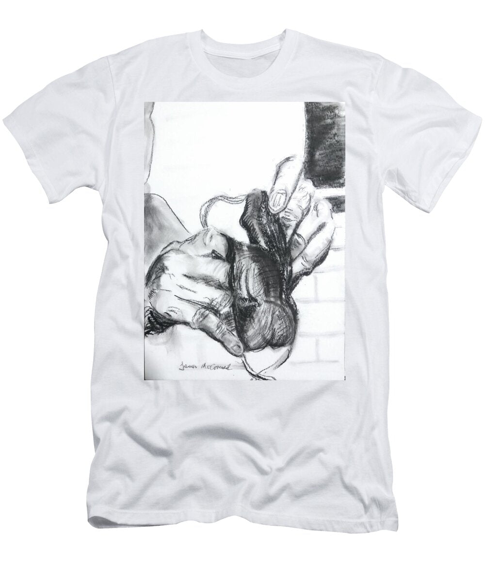 Hands Holding Mask James Mccormack T-Shirt