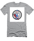 Handyman Holding Pipe Wrench Circle Cartoon Aloysius Patrimonio T-Shirt