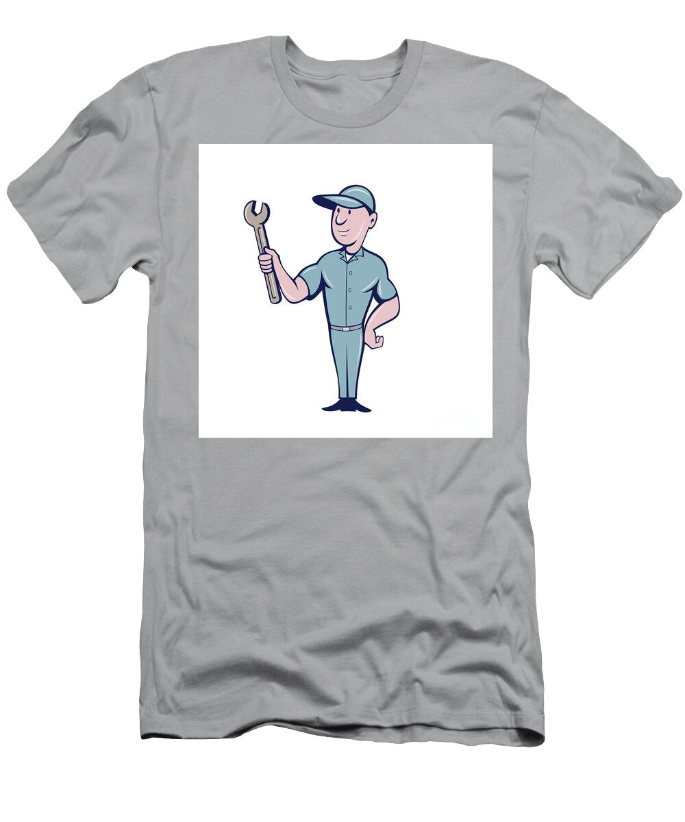 Handyman Holding Spanner Cartoon Aloysius Patrimonio T-Shirt