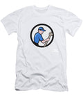 Handyman Holding Spanner Circle Cartoon Aloysius Patrimonio T-Shirt