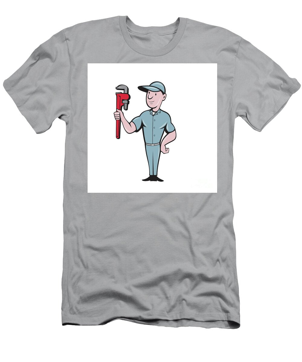 Handyman Monkey Wrench Standing Cartoon Aloysius Patrimonio T-Shirt