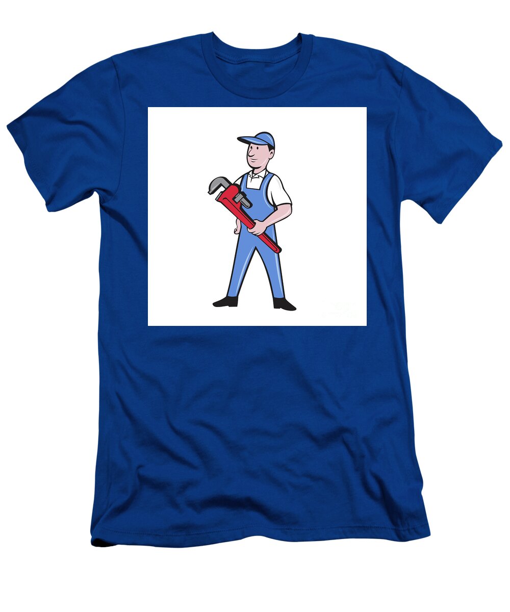 Handyman Pipe Wrench Standing Cartoon Aloysius Patrimonio T-Shirt