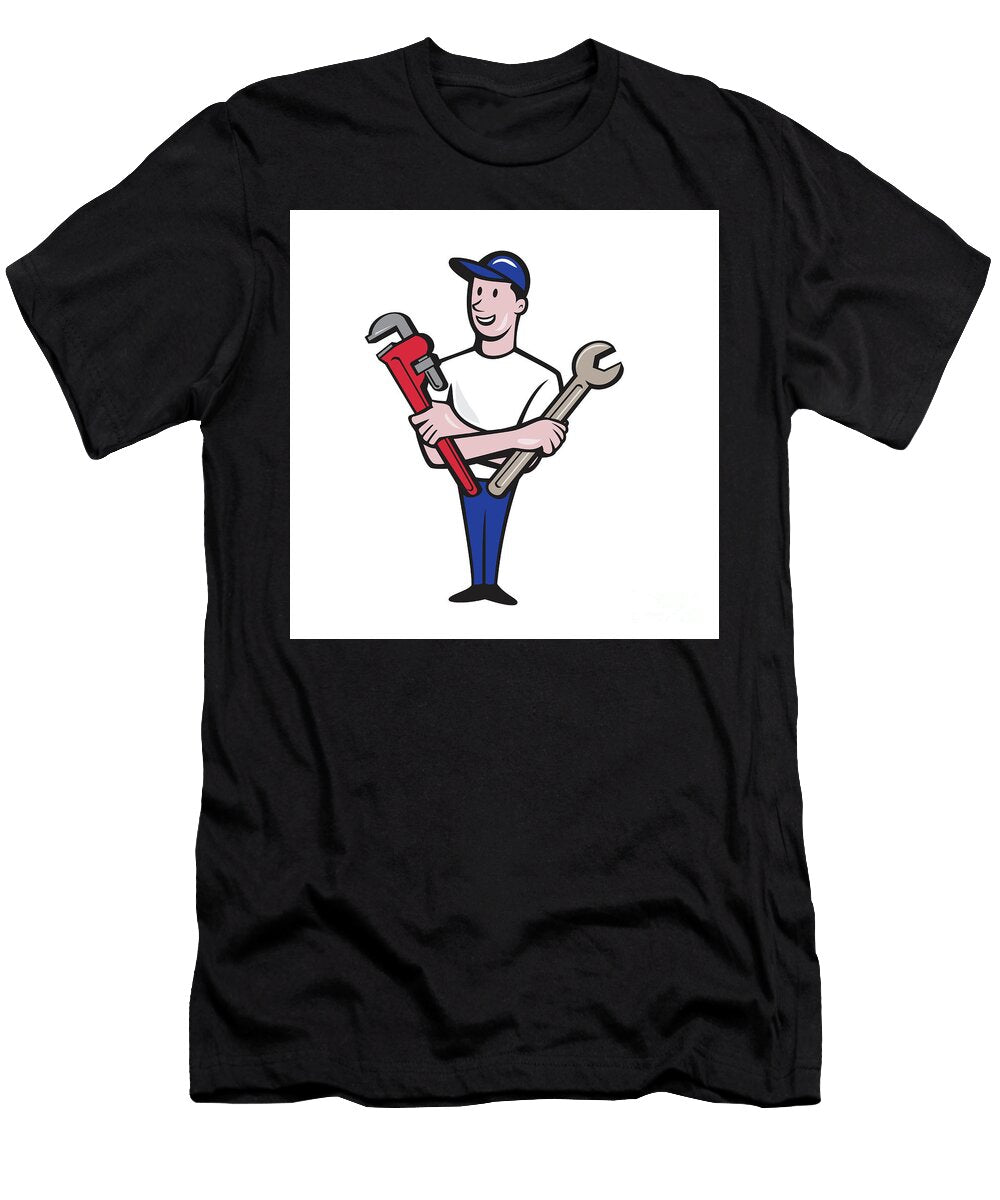 Handyman Spanner Monkey Wrench Cartoon Aloysius Patrimonio T-Shirt