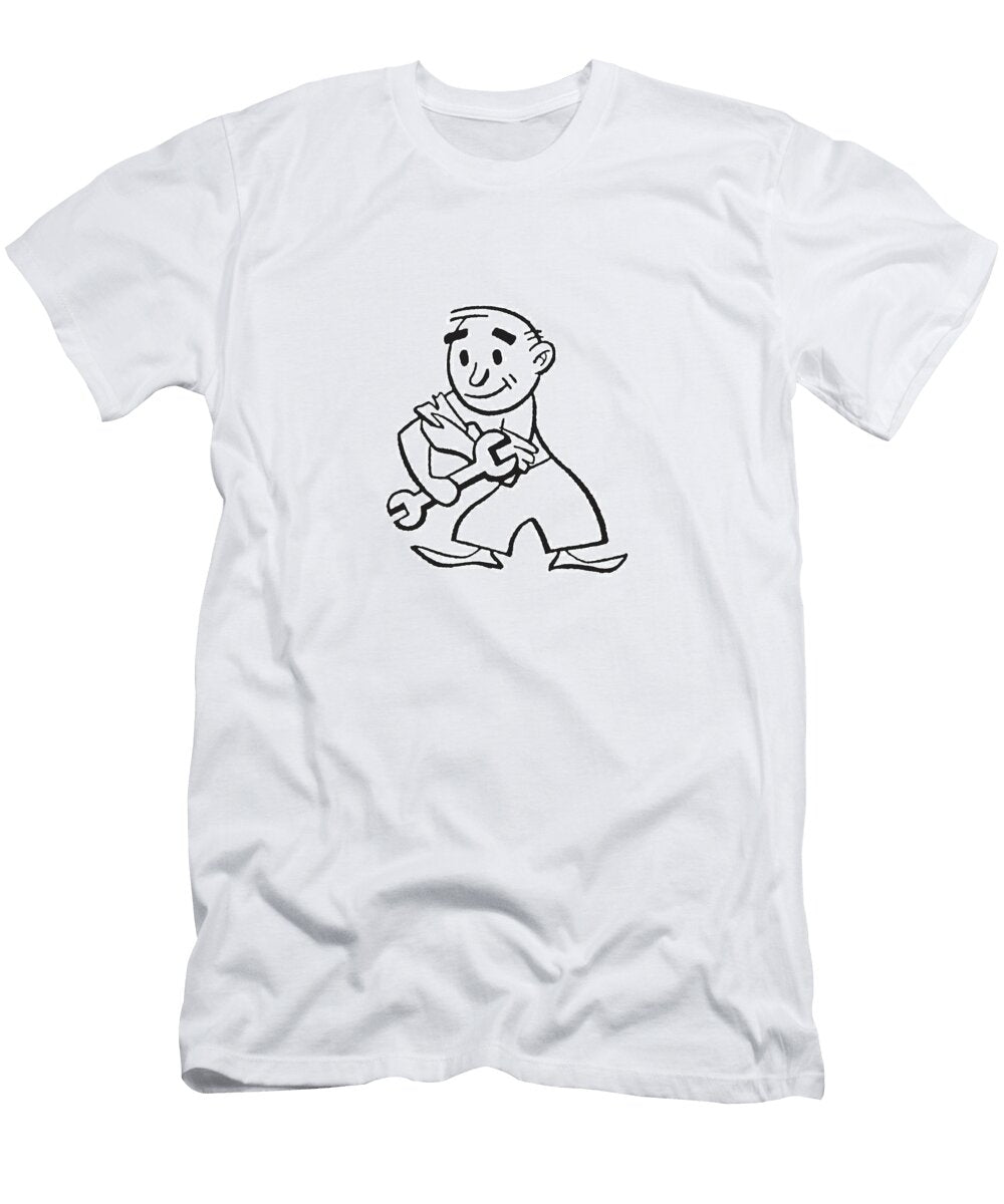 Handyman with Wrench Rolling Up Sleeves Csa Images T-Shirt