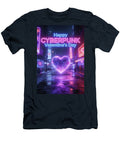 Happy Cyberpunk Valentines Day Neon City Heart Matthias Hauser T-Shirt