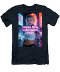 Happy New Cyberpunk Year Neon Cyborg Woman Matthias Hauser T-Shirt