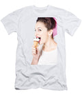 Happy Pin Up Woman Eating Ice Cream Closeup Jorgo Photography Wall Art Gallery T-Shirt