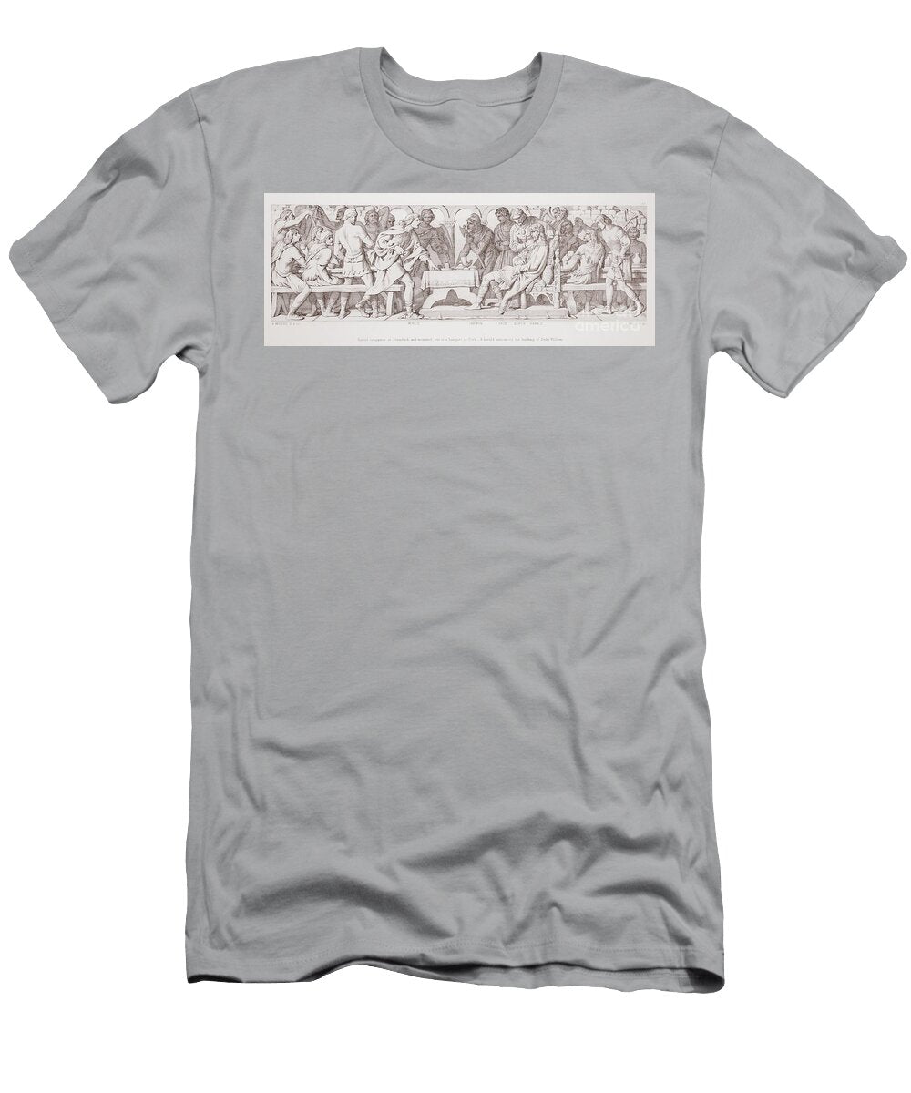 Harold Conqueror At Stamford and Wounded Sits At a Banquet in York and a Herald Announces the Landing of Duke William Daniel Maclise T-Shirt