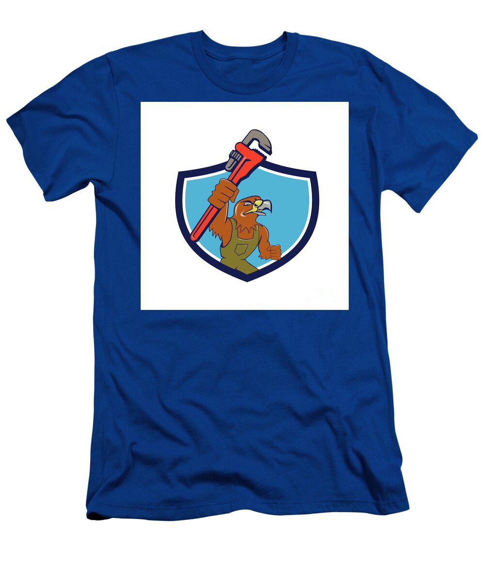 Hawk Mechanic Pipe Wrench Crest Cartoon Aloysius Patrimonio T-Shirt