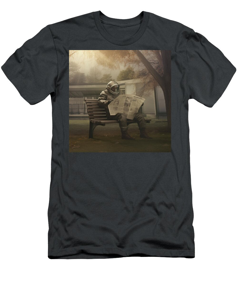 Hazmat Safety Suited Man on Park Bench Yo Pedro T-Shirt