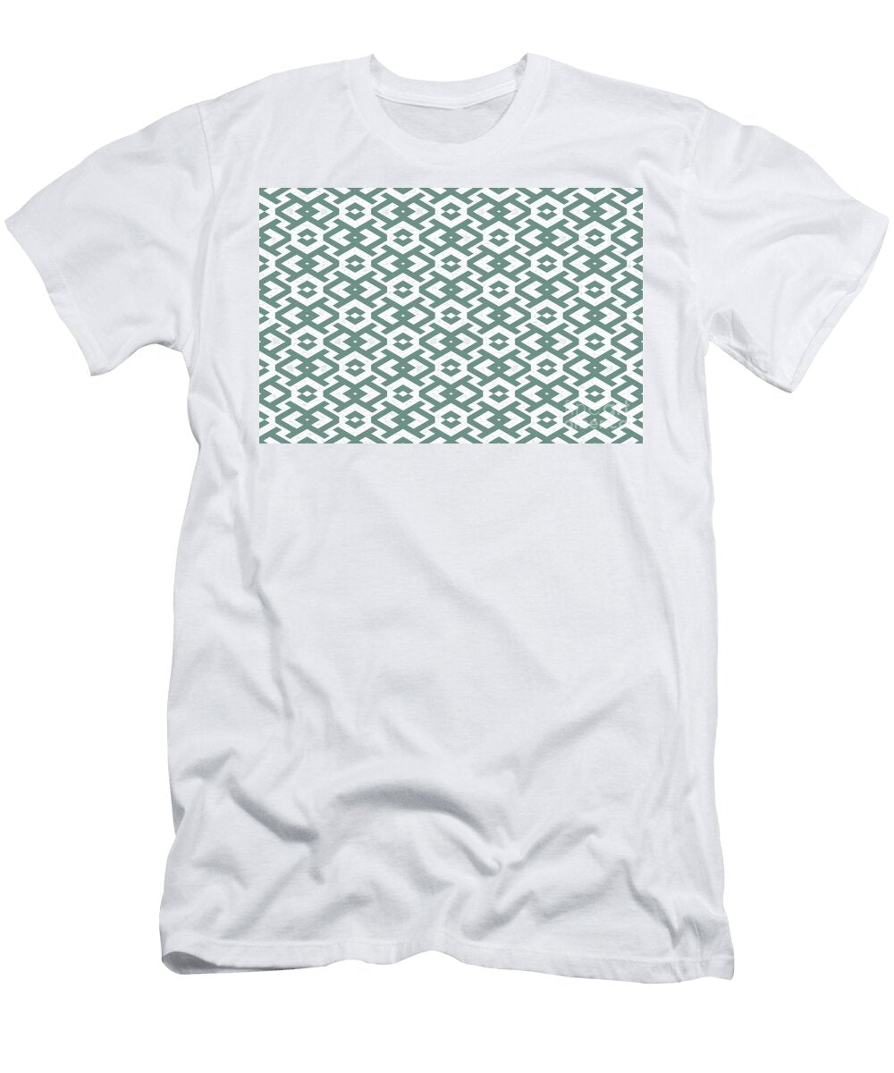 Hazy Blue and White Geometric Shape Pattern Pairs De 2022 Popular Color Aspen Hush De5746 Petite Pattern Minimal Graphic Designs T-Shirt