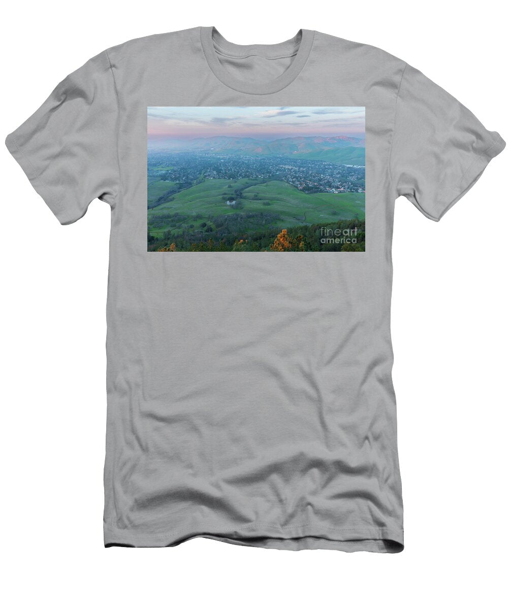 Hazy Sunset Over Clayton and Mitchell Canyon From Mt Diablo Yuval Helfman T-Shirt
