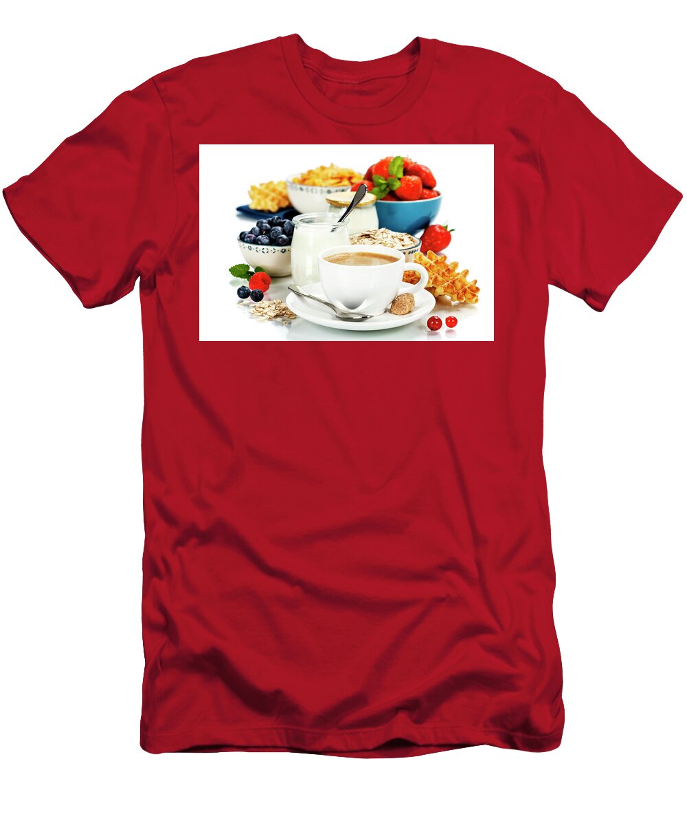 Healthy Breakfast Yogurt Coffee Muesli and Berries Natalia Klenova T-Shirt
