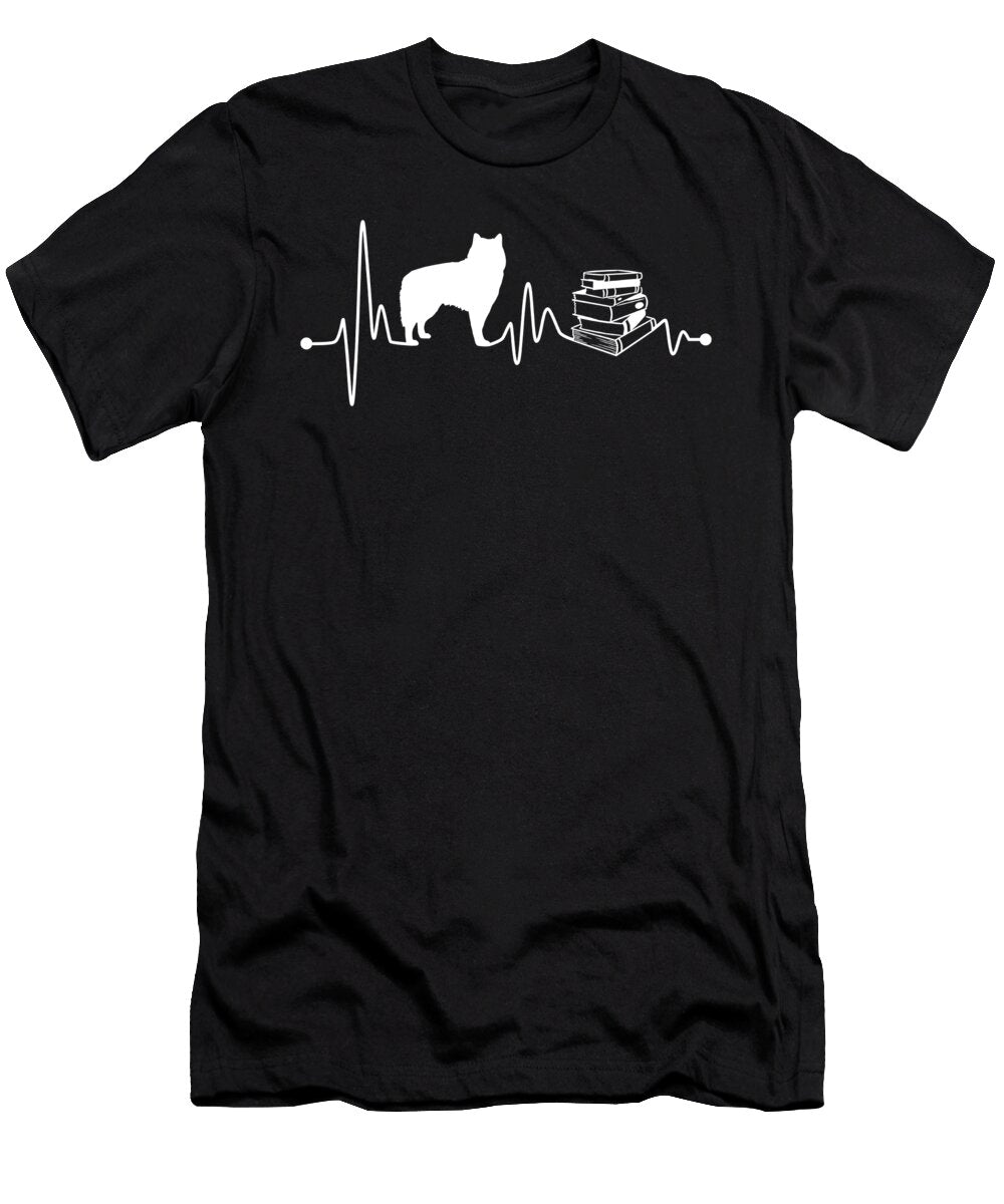 Heartbeat Ekg Pulse Alaskan Malamute Read Book Teequeen2603 T-Shirt