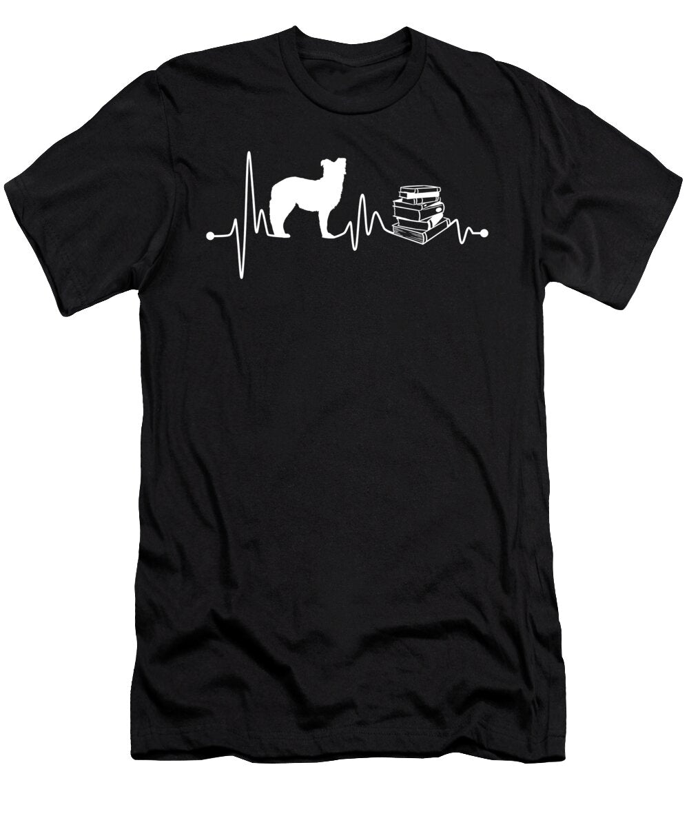 Heartbeat Ekg Pulse Australian Shepherd Read Book Teequeen2603 T-Shirt