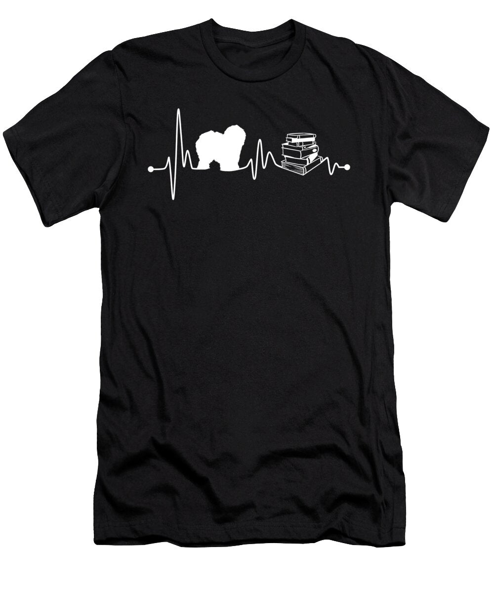 Heartbeat Ekg Pulse English Sheepdog Reading Book Teequeen2603 T-Shirt