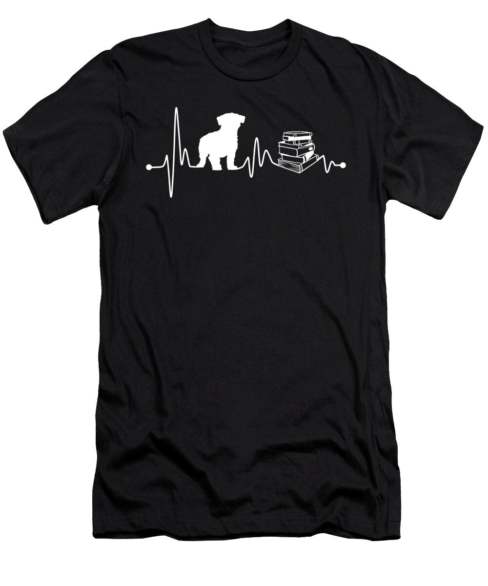 Heartbeat Ekg Pulse Maltese Reading Read Book Gift Teequeen2603 T-Shirt