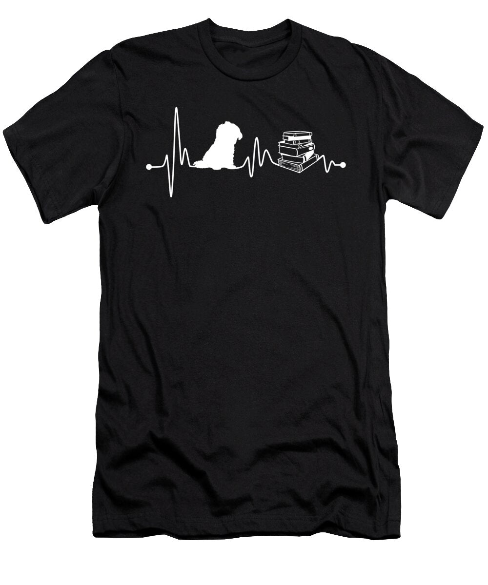 Heartbeat Ekg Pulse Shih Tzu Reading Read Book Teequeen2603 T-Shirt