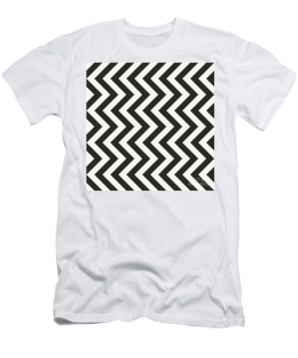 Heavy Chevron Zigzag Pattern in Bone White and Wrought Iron Black N0669 Holy Rock Design T-Shirt