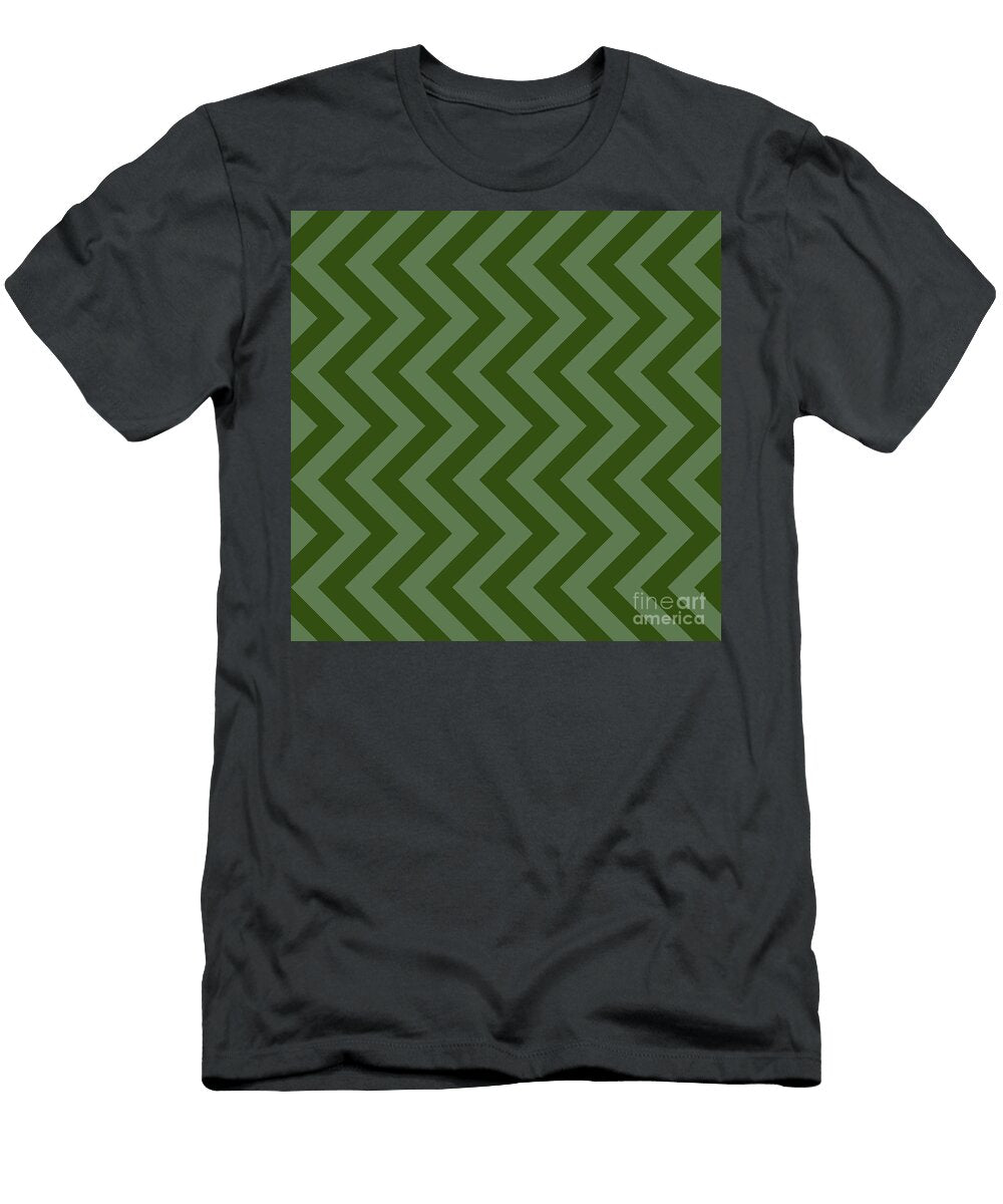 Heavy Chevron Zigzag Pattern in Cactus and Dark Olive Green N1338 Holy Rock Design T-Shirt