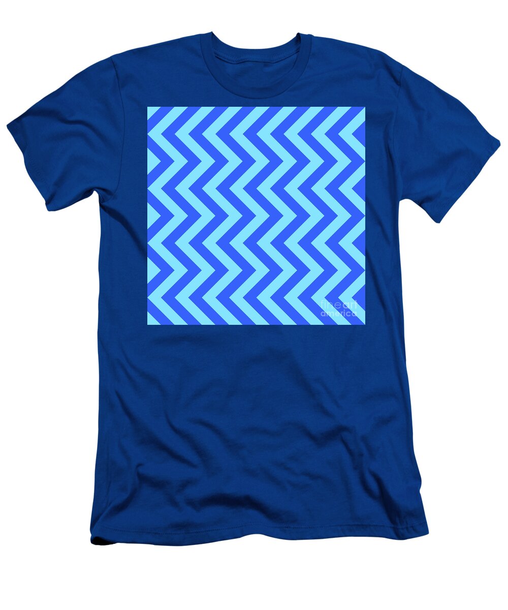 Heavy Chevron Zigzag Pattern in Day Sky and Azul Blue N1564 Holy Rock Design T-Shirt