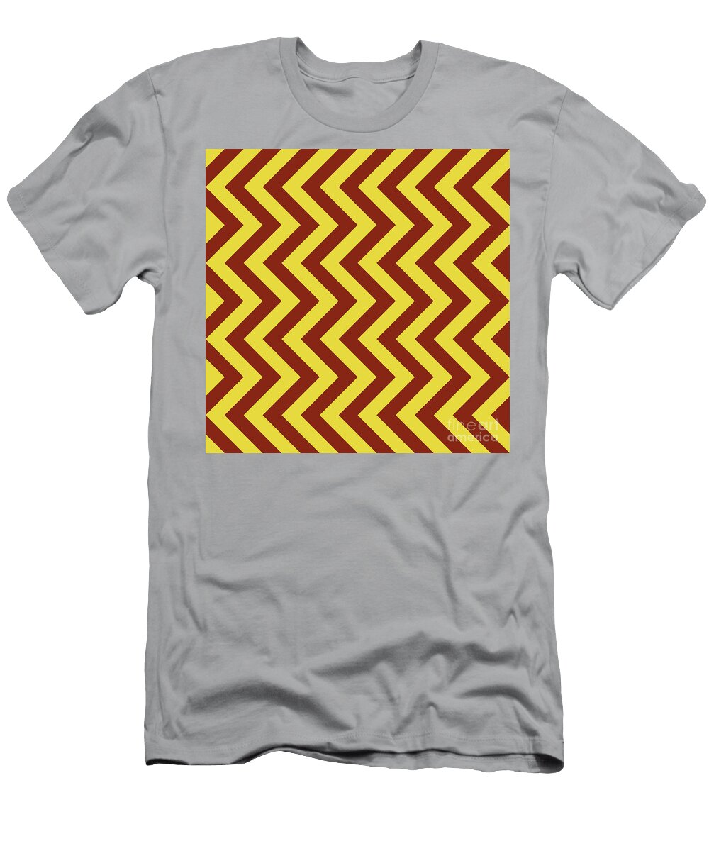 Heavy Chevron Zigzag Pattern in Golden Yellow and Chestnut Brown N0759 Holy Rock Design T-Shirt