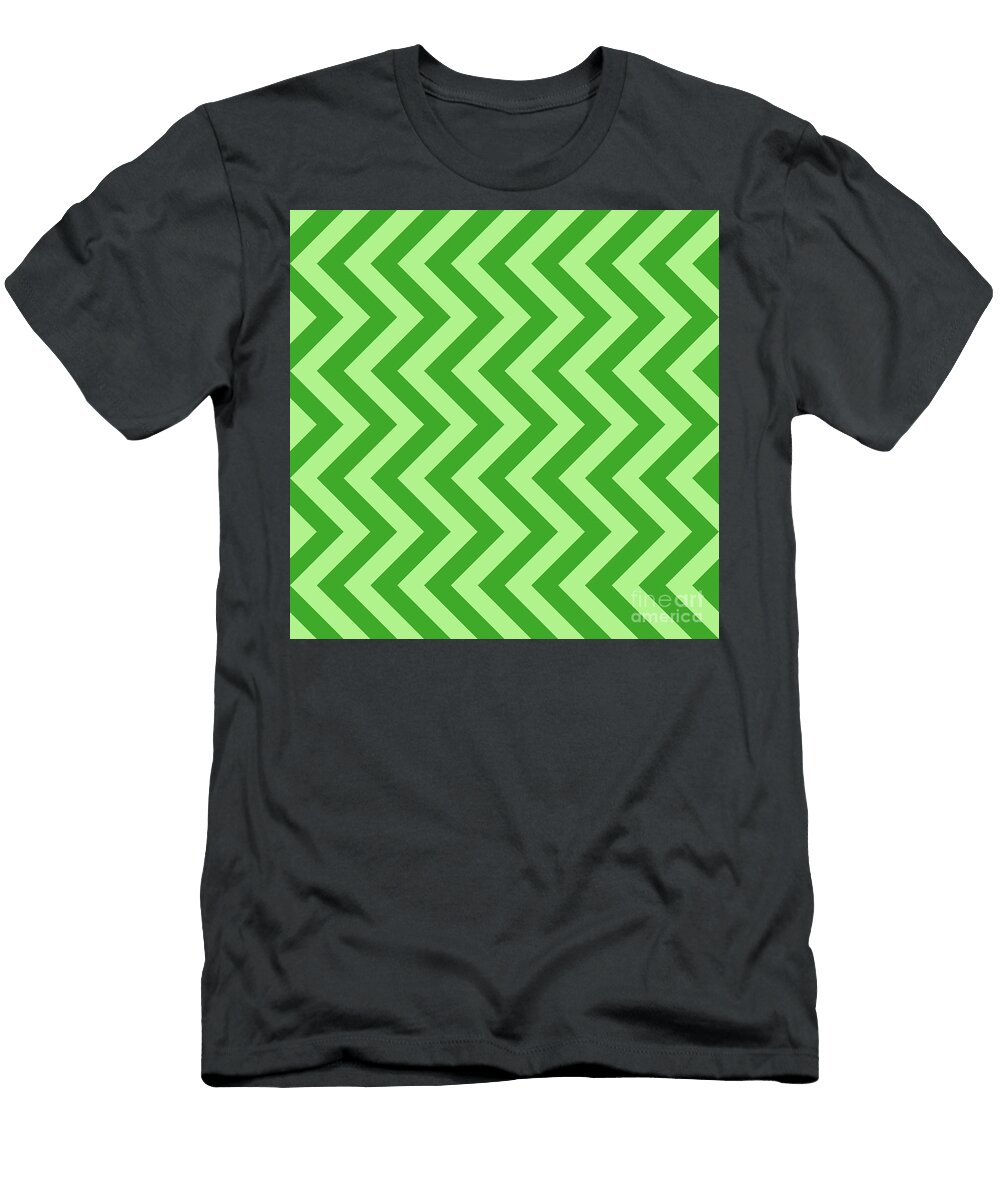 Heavy Chevron Zigzag Pattern in Light Apple and Grass Green N1647 Holy Rock Design T-Shirt