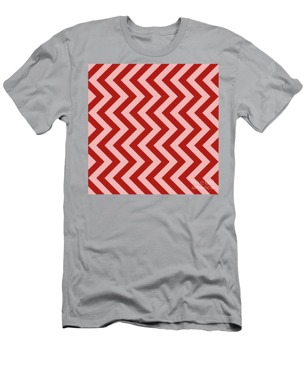 Heavy Chevron Zigzag Pattern in Light Coral and Venetian Red N1557 Holy Rock Design T-Shirt