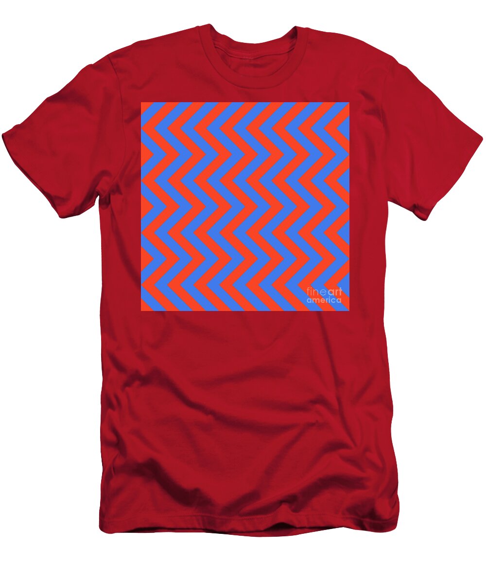 Heavy Chevron Zigzag Pattern in Red Orange and True Blue N0864 Holy Rock Design T-Shirt