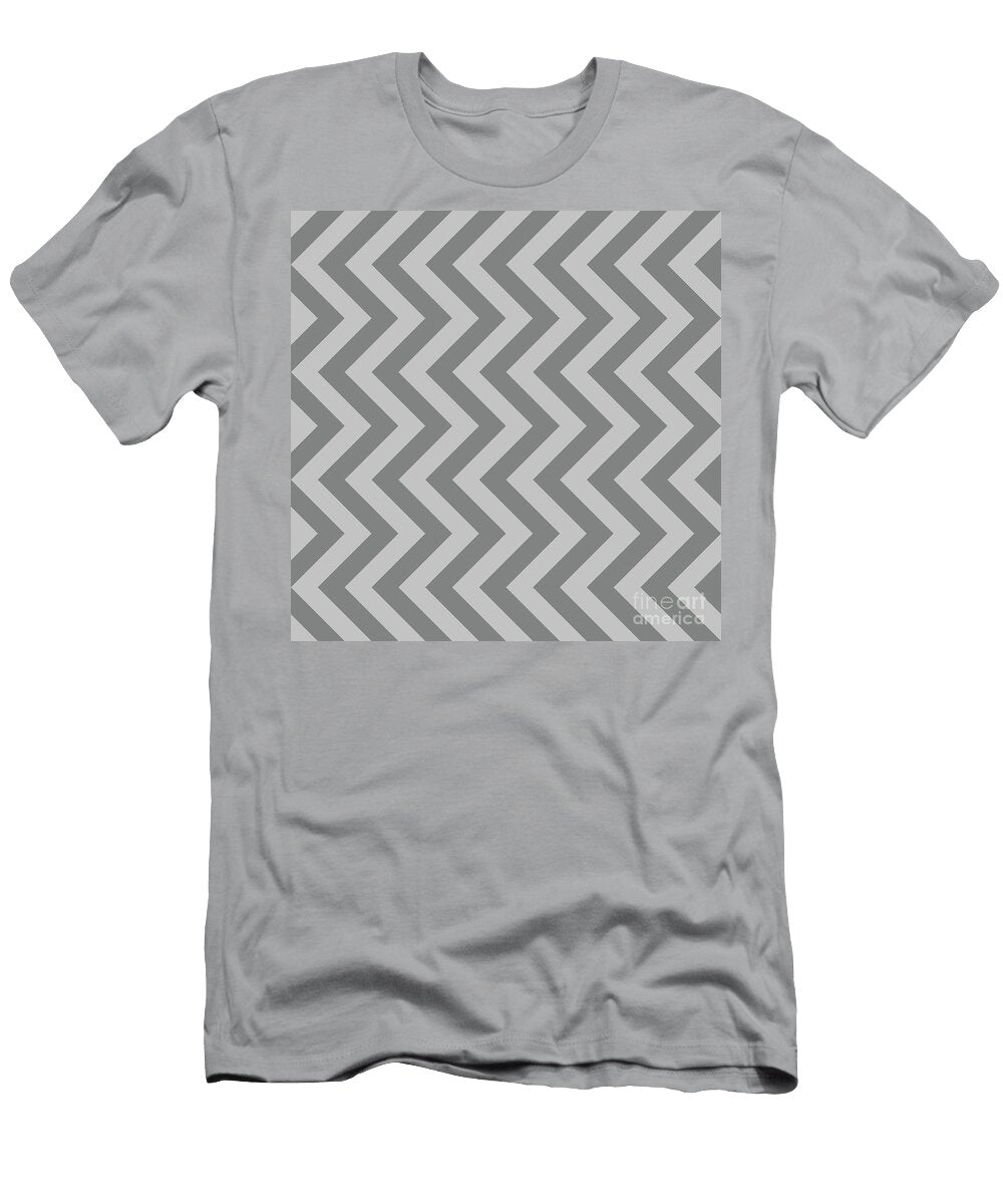 Heavy Chevron Zigzag Pattern in Silver Sand and Granite Gray N0083 Holy Rock Design T-Shirt