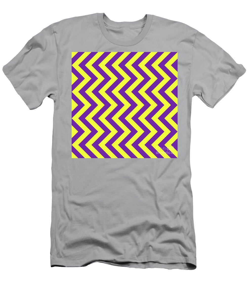 Heavy Chevron Zigzag Pattern in Sunny Yellow and Iris Purple N0315 Holy Rock Design T-Shirt