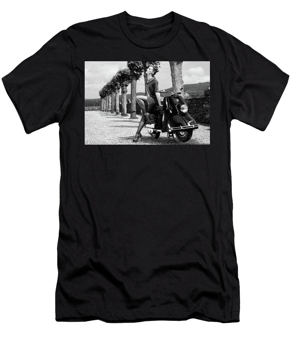 Heinkel Scooter Tourist in Back and White Performance Image T-Shirt