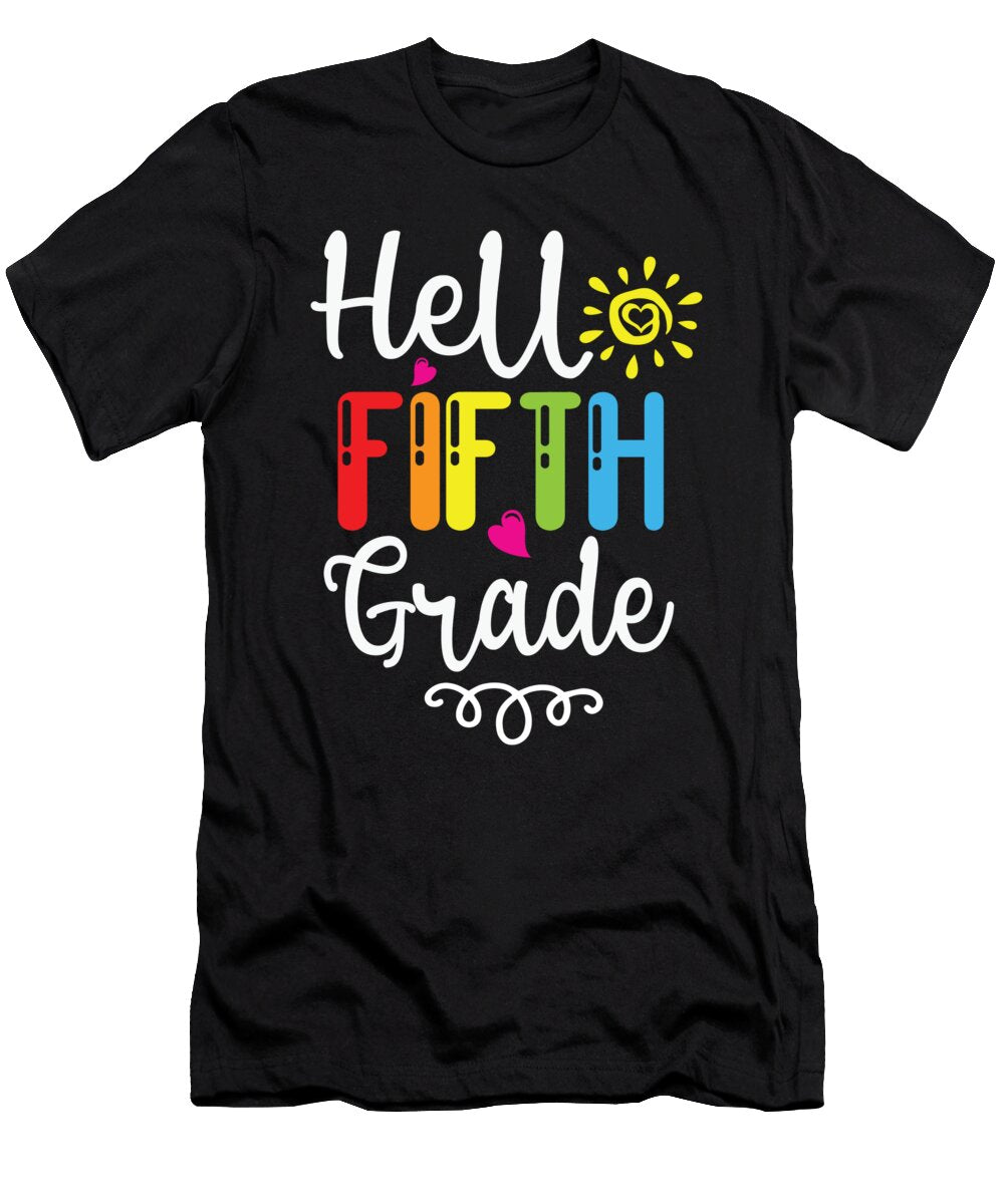 Hello Fifth Grade Lovely and Colorful School Gift Licensed Art T-Shirt