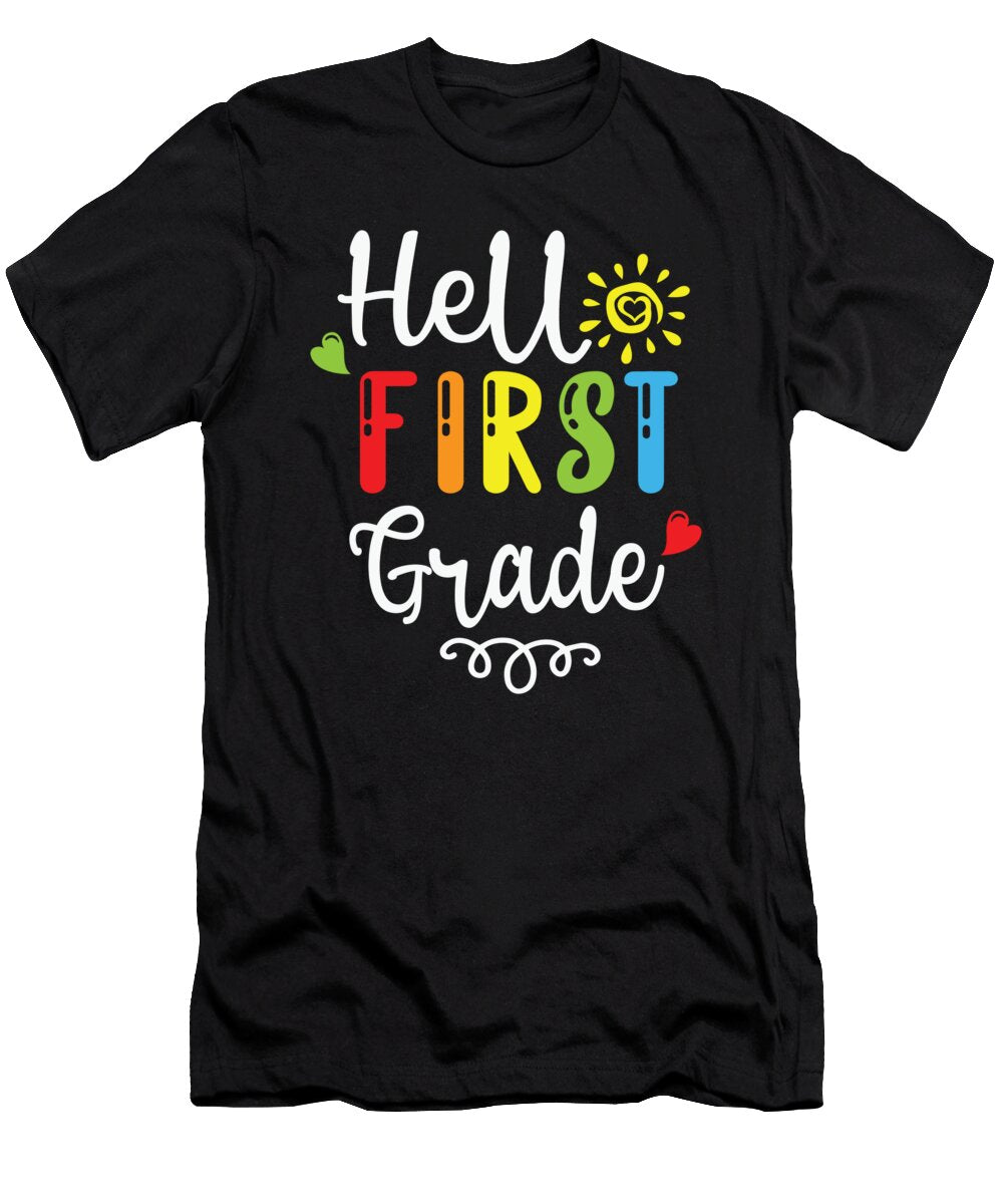 Hello First Grade Lovely and Colorful School Gift Licensed Art T-Shirt