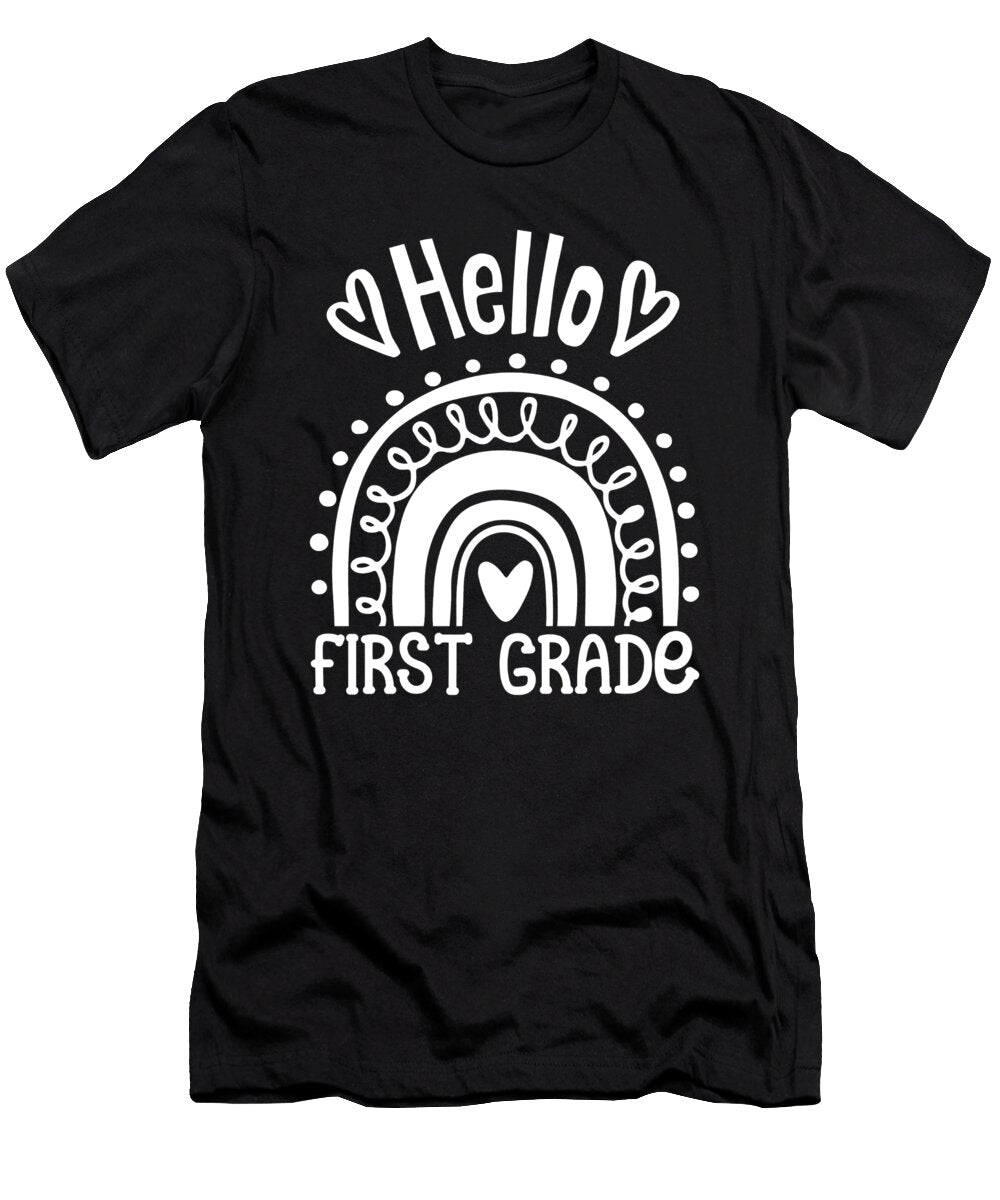 Hello First Grade Rainbow Gift for 1st Graders Licensed Art T-Shirt