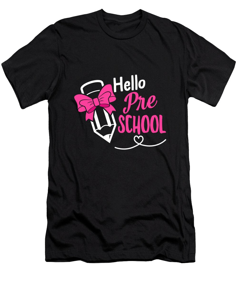 Hello School Hello Preschool Student Educator Pink Pencil Back to School Pinky Gift for Teacher Students Girls Sifou Store T-Shirt
