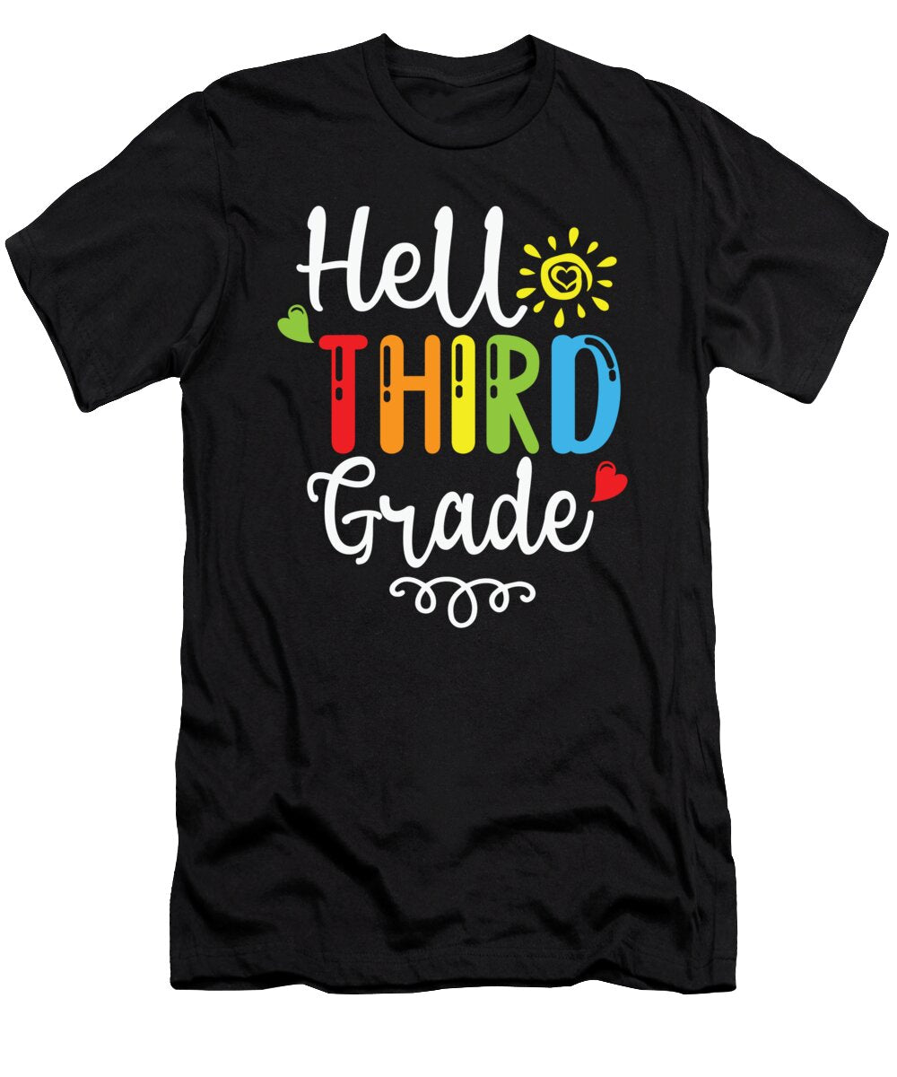 Hello Third Grade Lovely and Colorful School Gift Licensed Art T-Shirt