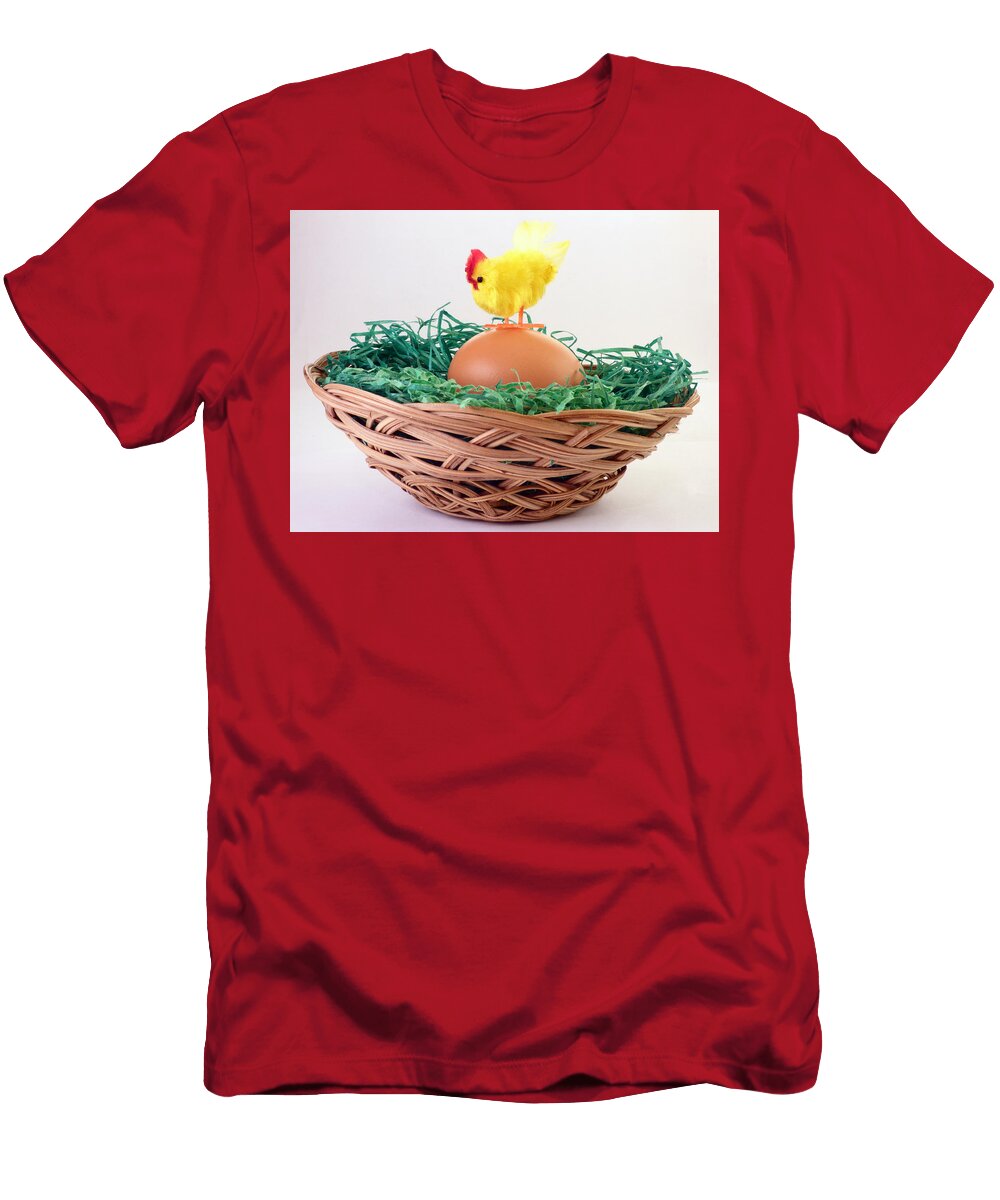 Hen on Egg in Basket Miroslav Nemecek T-Shirt
