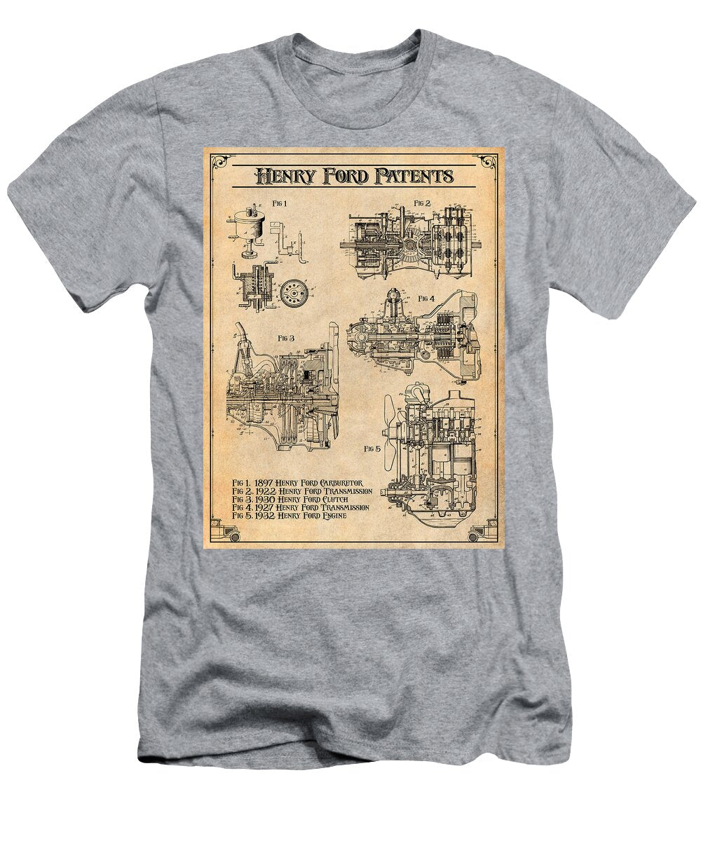 Henry Ford Patents Antique Paper Print Greg Edwards T-Shirt