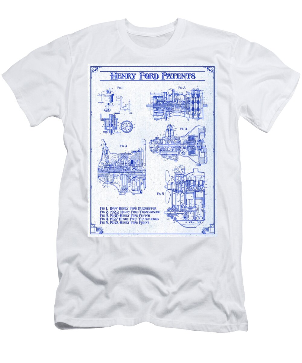 Henry Ford Patents Blueprint Print Greg Edwards T-Shirt