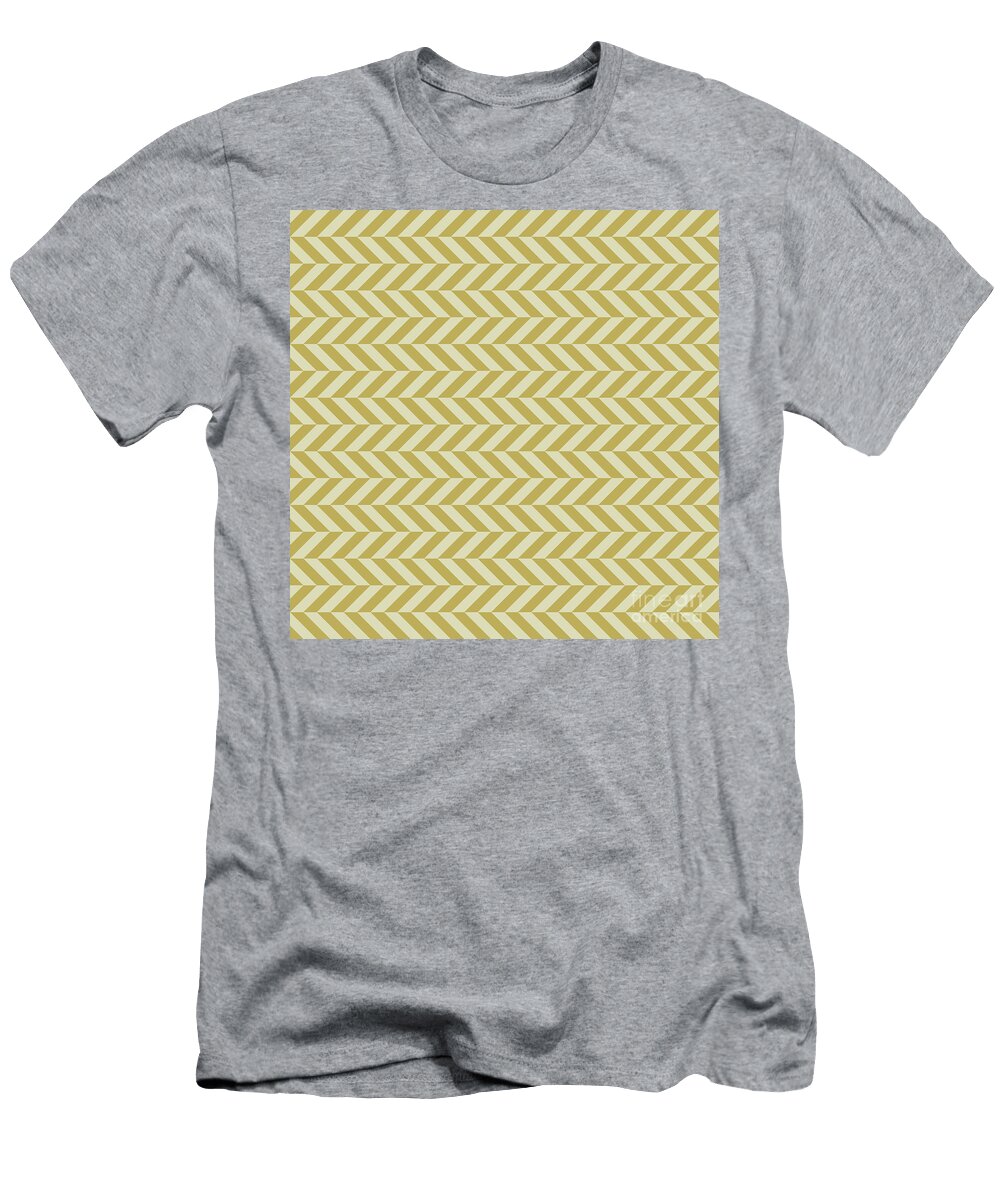 Herringbone Chevron Stripe Pattern in Dutch White and Desert Yellow N0545 Holy Rock Design T-Shirt