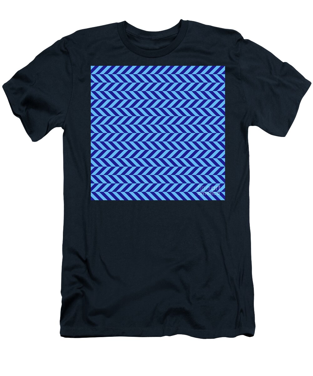 Herringbone Chevron Stripe Pattern in Summer Sky and Ultramarine Blue N0302 Holy Rock Design T-Shirt