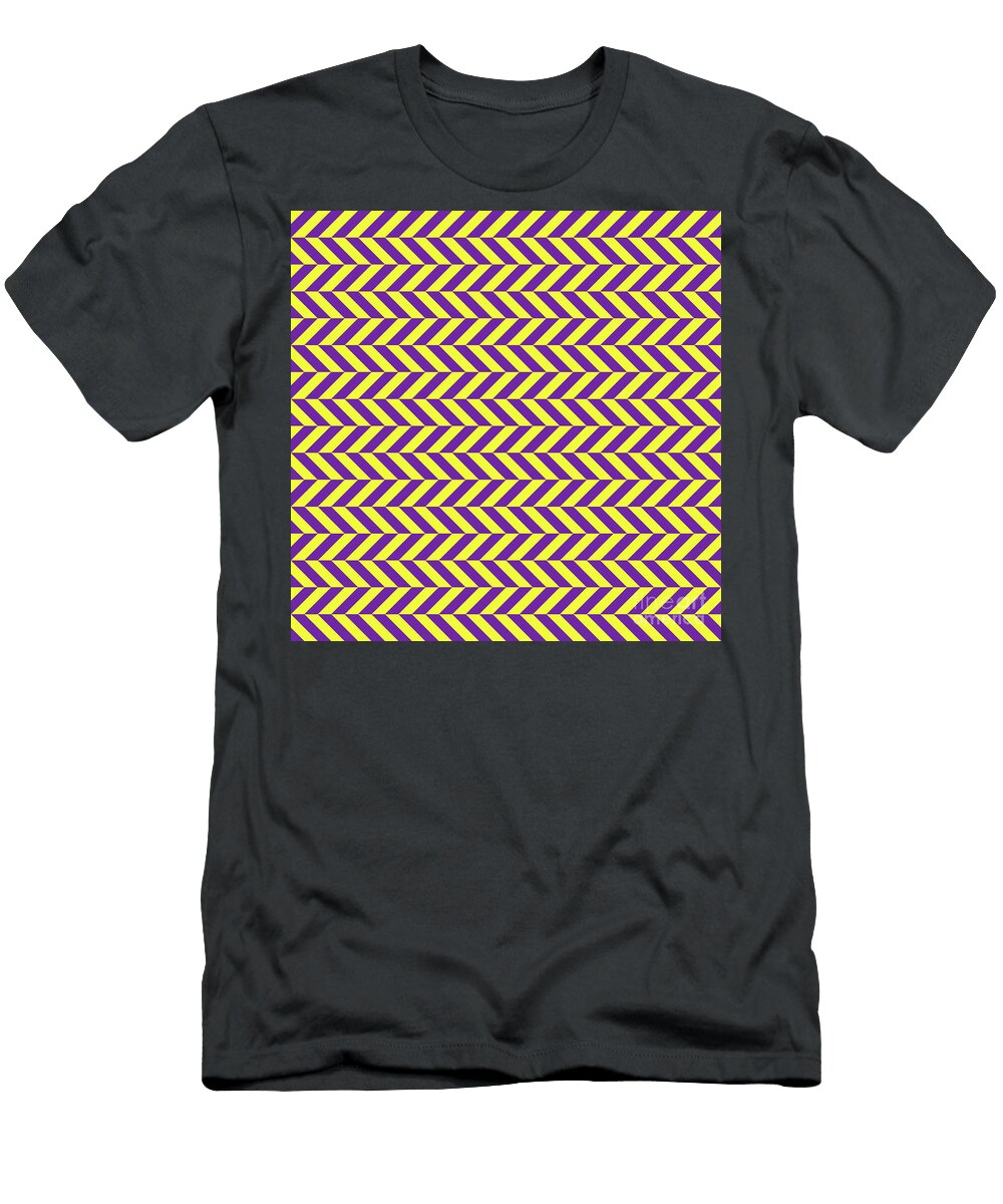 Herringbone Chevron Stripe Pattern in Sunny Yellow and Iris Purple N0290 Holy Rock Design T-Shirt