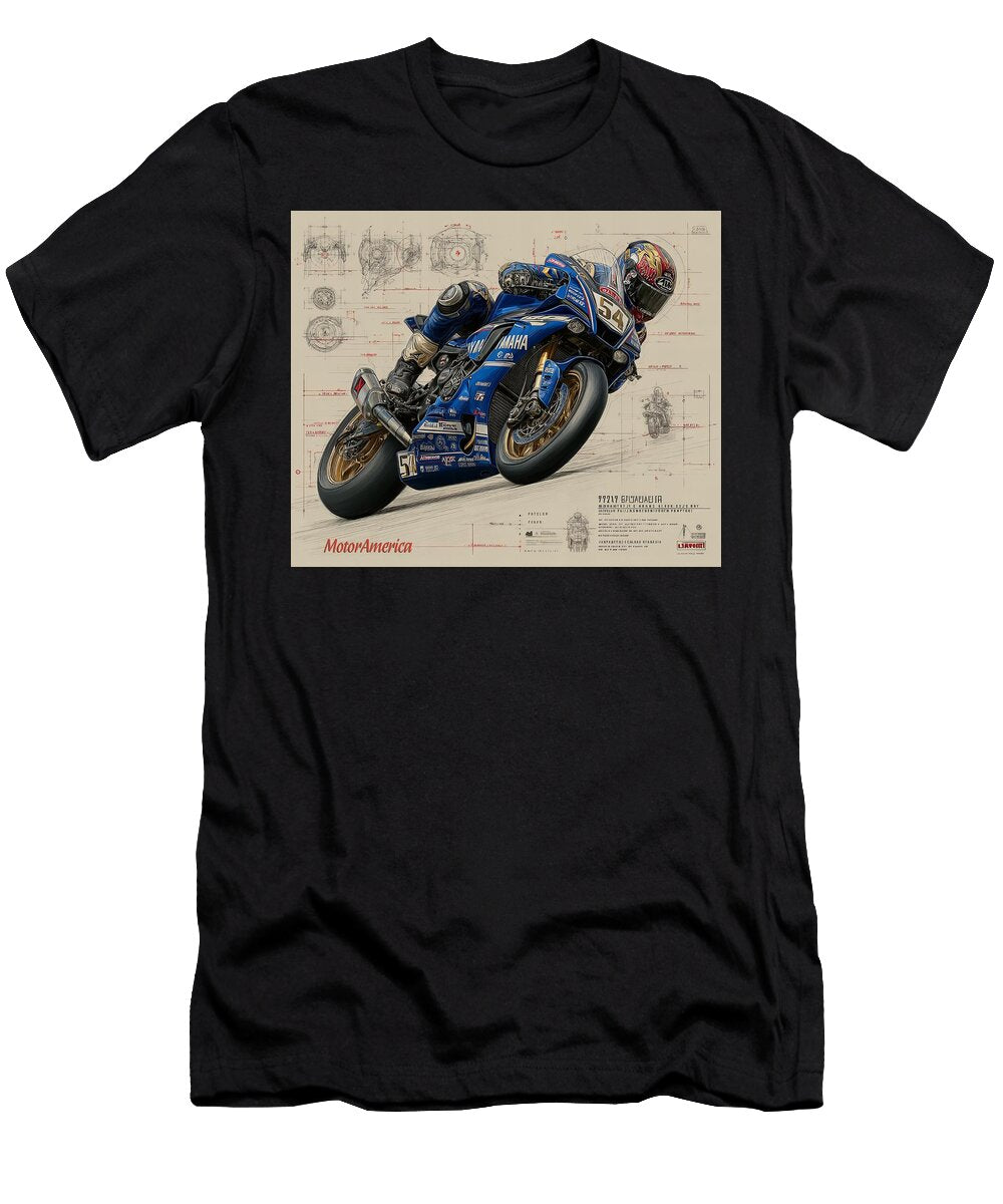 High Speed 54 Motorcycle Sketch Kevin Walker and Pixel Reverie T-Shirt