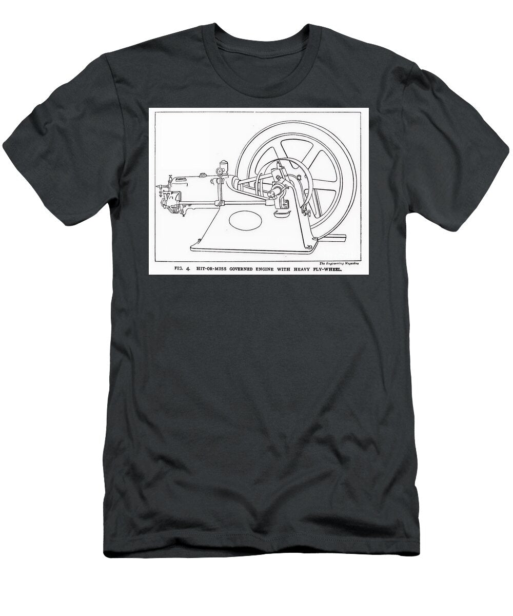 Hit or Miss Governed Engine with Heavy Flywheel Diagram Ab2 Historic Illustrations T-Shirt